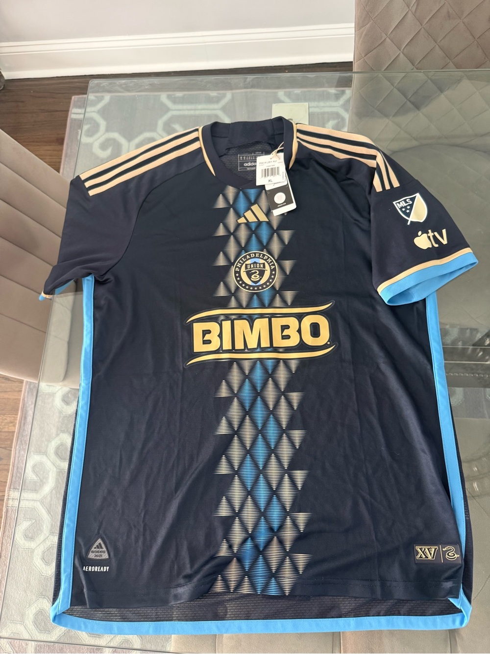 Adidas Philadelphia Union MLS Soccer Jersey Men’s M NWT Navy Gold